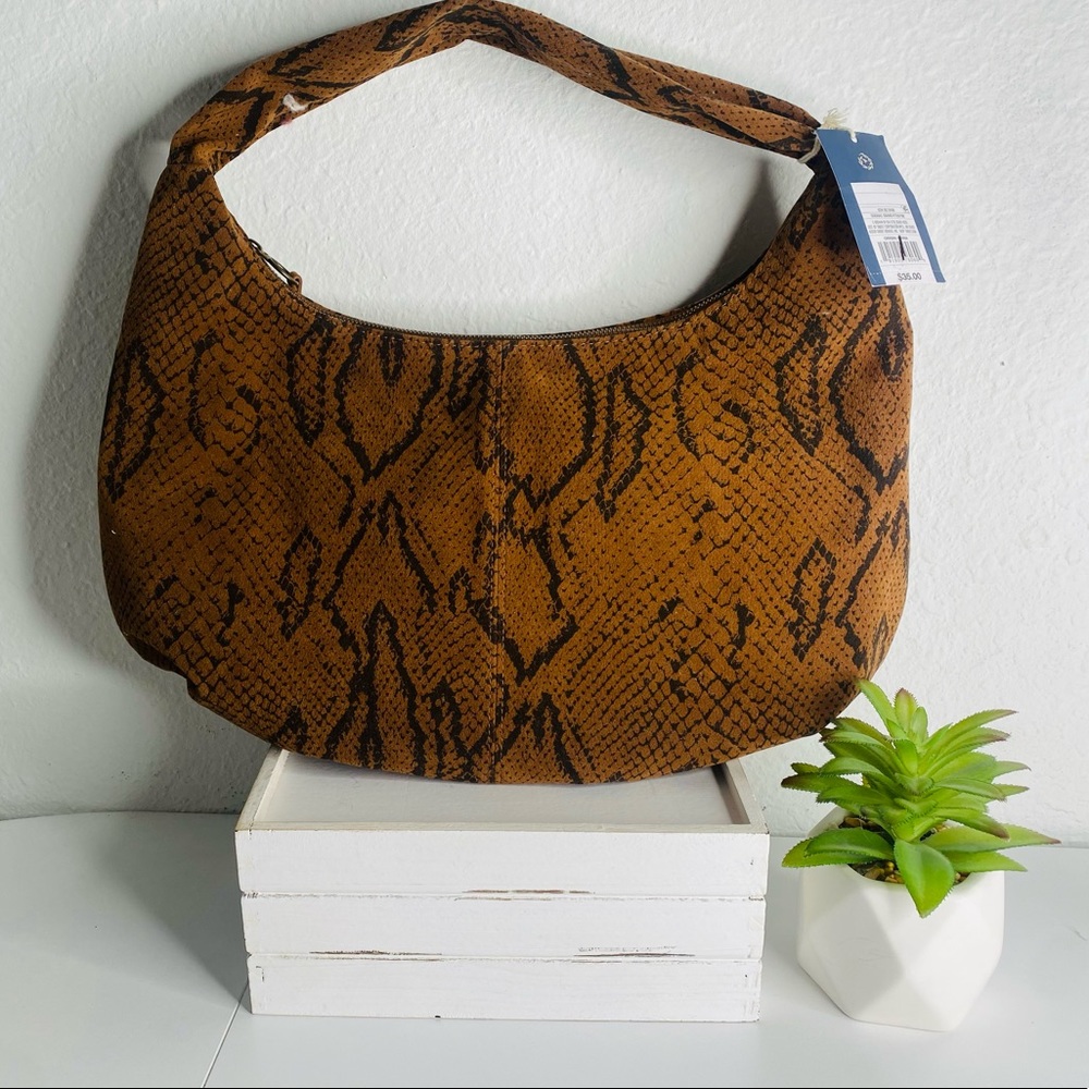 New Large Cognac Snake Print Bag/Purse